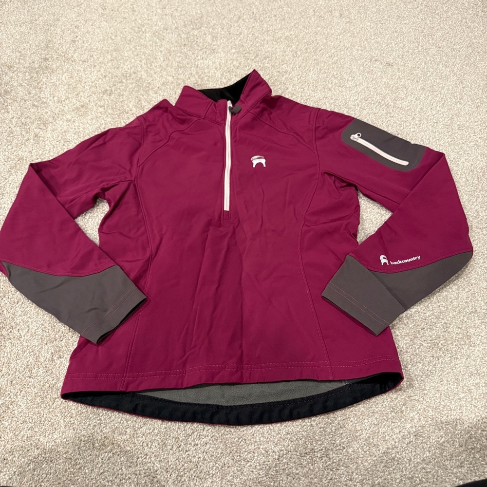 BACKCOUNTRY x VINTAGE Soft Shell jacket 1/4 zip in plum size Small